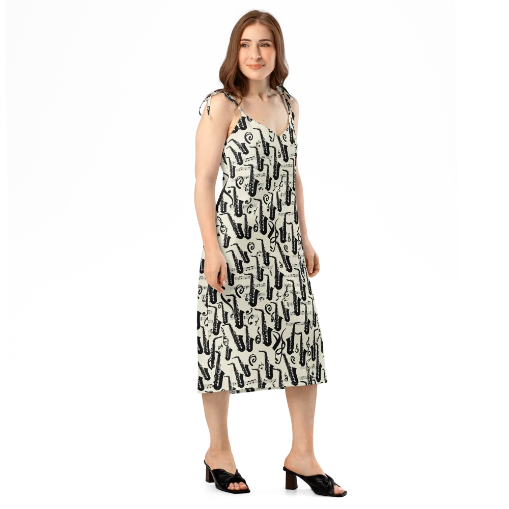 Saxophone Nocturne on Slip Dress — Right Front