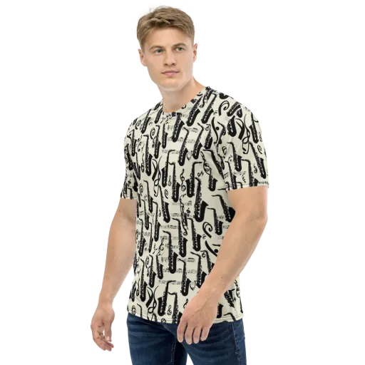 Saxophone Nocturne on a Men's Crew Neck T-Shirt