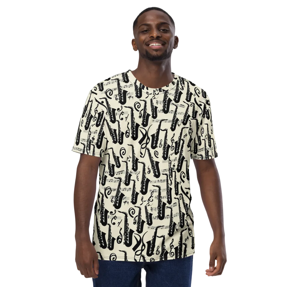 Saxophone Nocturne on Men's Crew Neck T-Shirt — Front