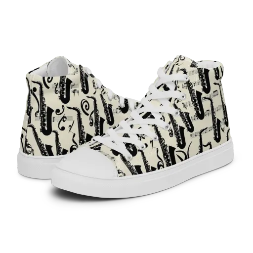 Saxophone Nocturne on a Men's High Top Canvas Shoes