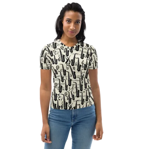 Saxophone Nocturne on a Women's Crew Neck T-Shirt