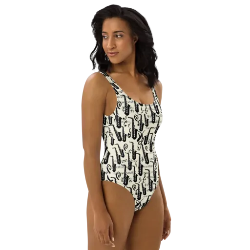 Saxophone Nocturne on a One-Piece Swimsuit