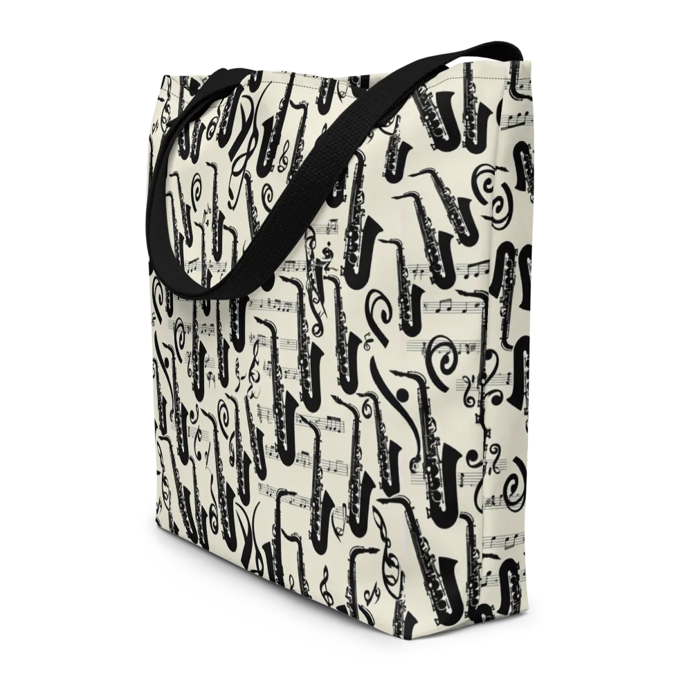 Saxophone Nocturne on Large Tote Bag W/ Pocket — Front