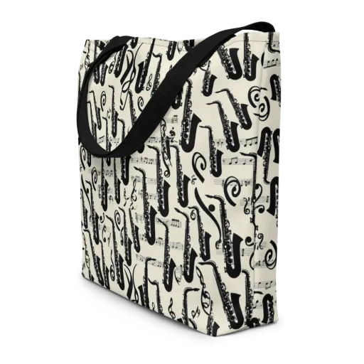Saxophone Nocturne on a Large Tote Bag W/ Pocket