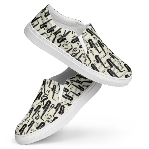 Saxophone Nocturne on a Women's Slip-On Canvas Shoes