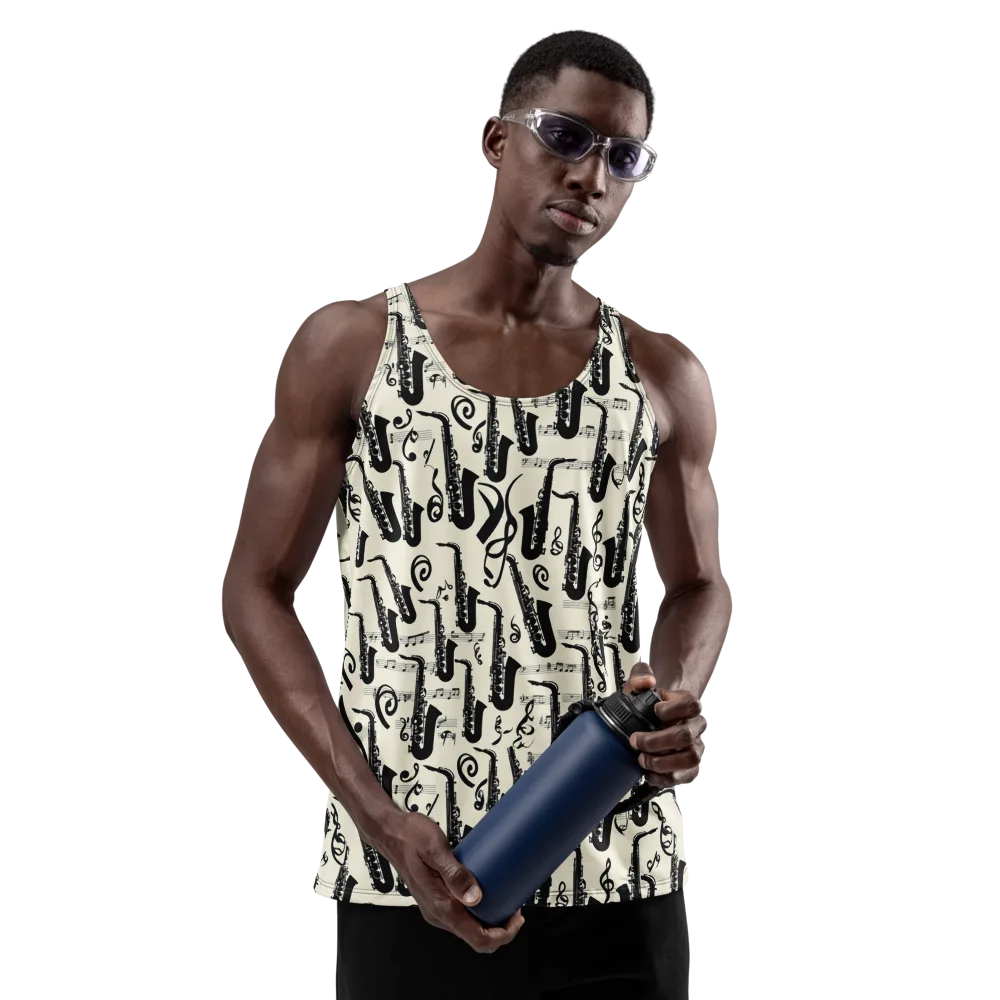 Saxophone Nocturne on Men's Tank Top — Front