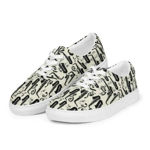 Saxophone Nocturne on a Men's Lace-Up Canvas Shoes