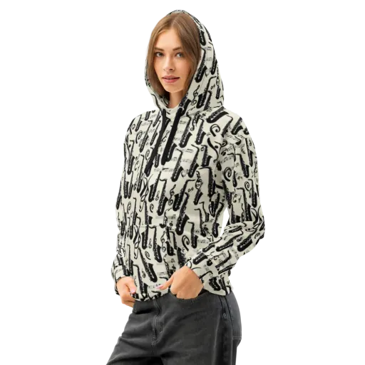 Saxophone Nocturne on a Cotton Hoodie