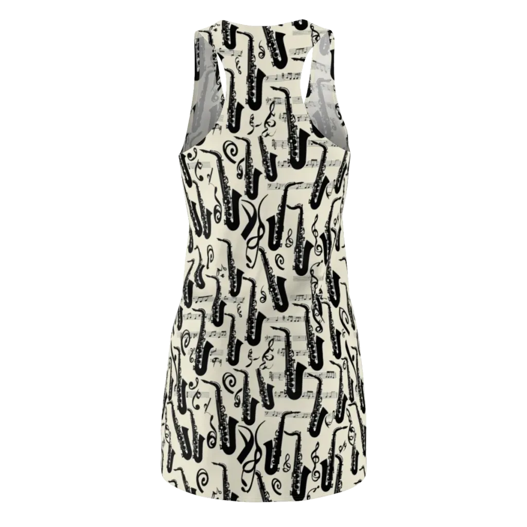 Saxophone Nocturne on Racerback Dress — Back