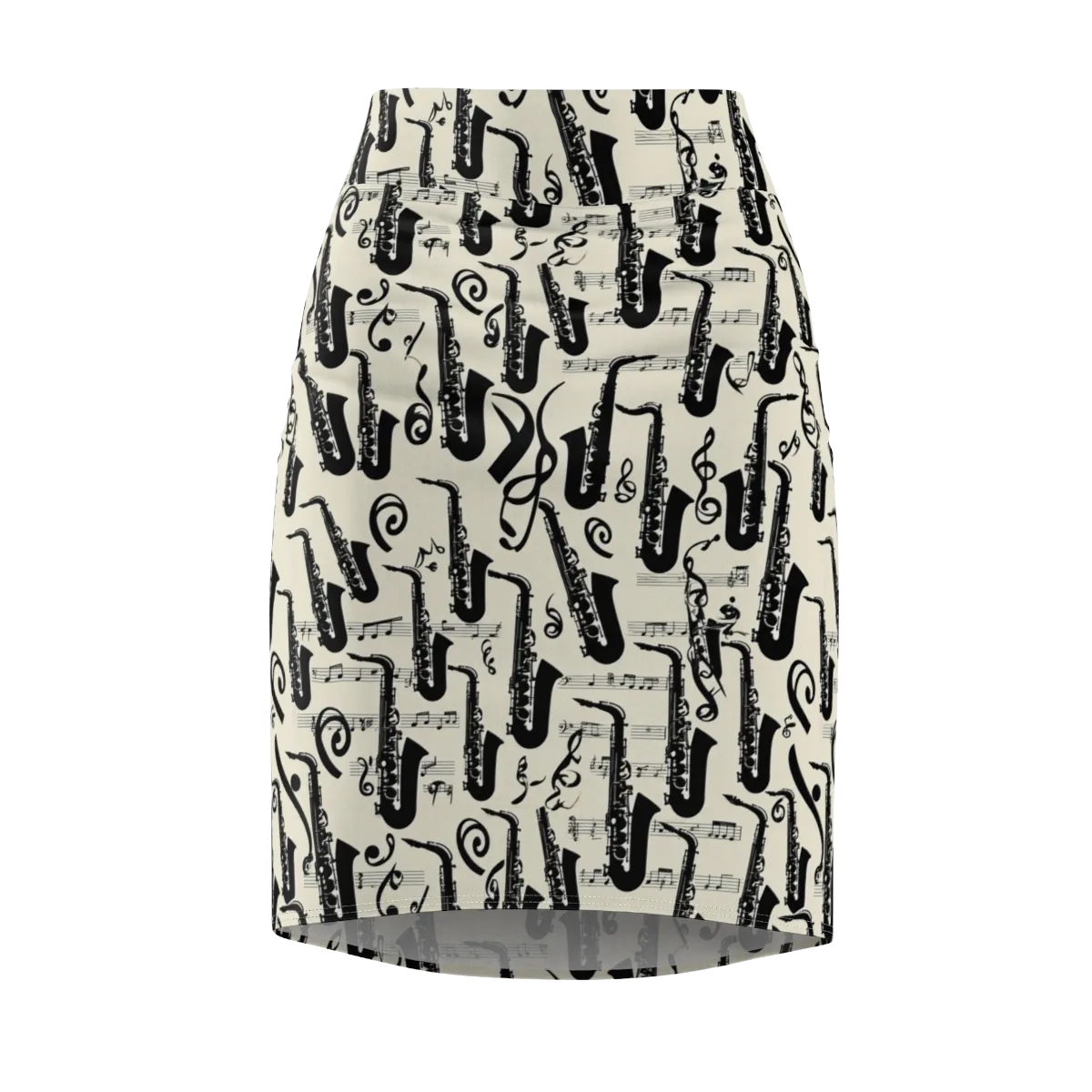 Saxophone Nocturne on Pencil Skirt — Front