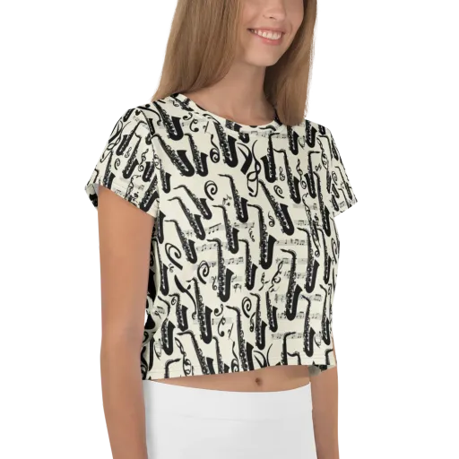 Saxophone Nocturne on a Crop Tee