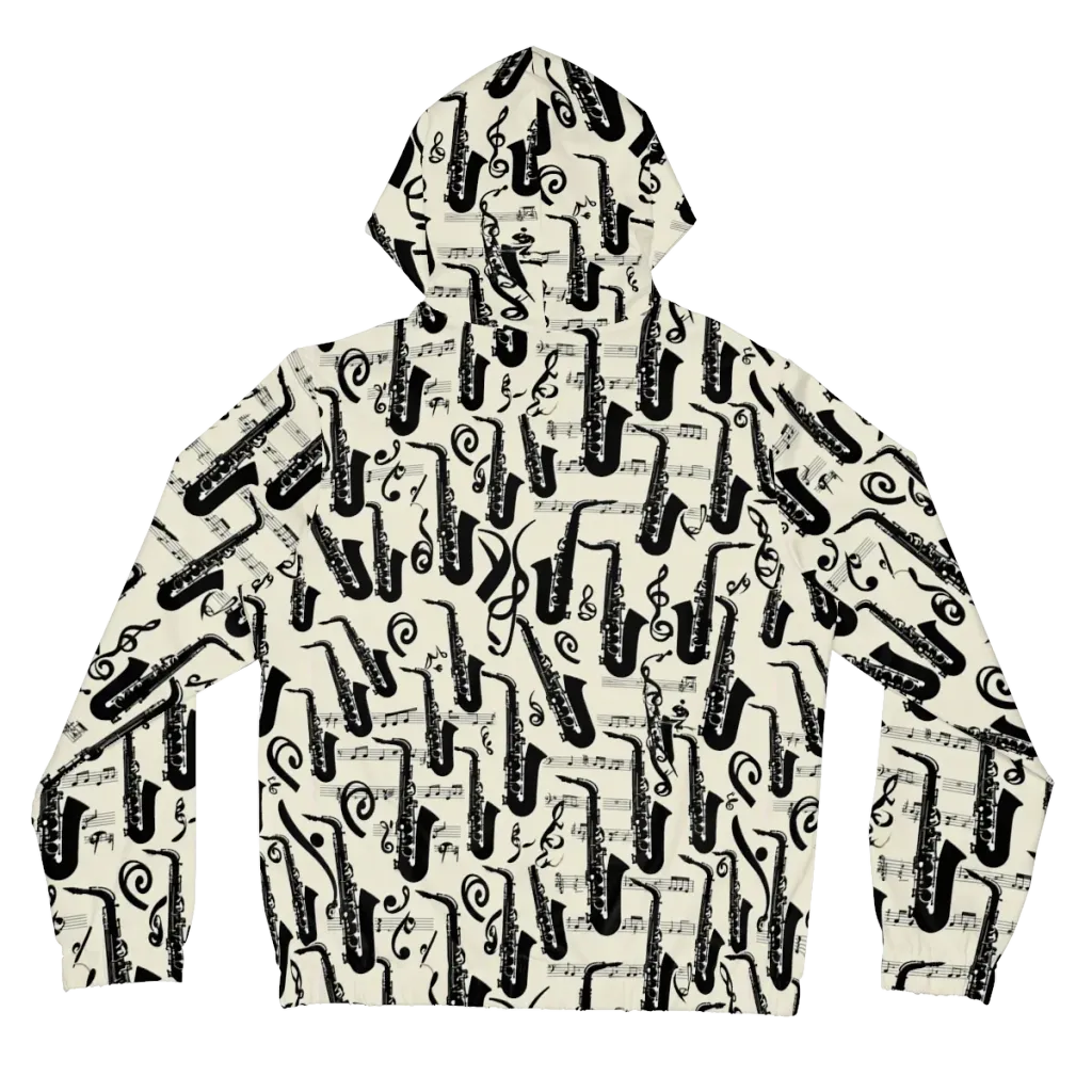 Saxophone Nocturne on Women's Full-Zip Hoodie — Back