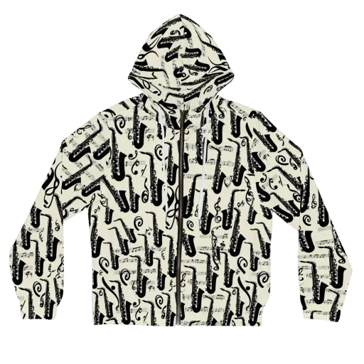 Saxophone Nocturne on a Women's Full-Zip Hoodie