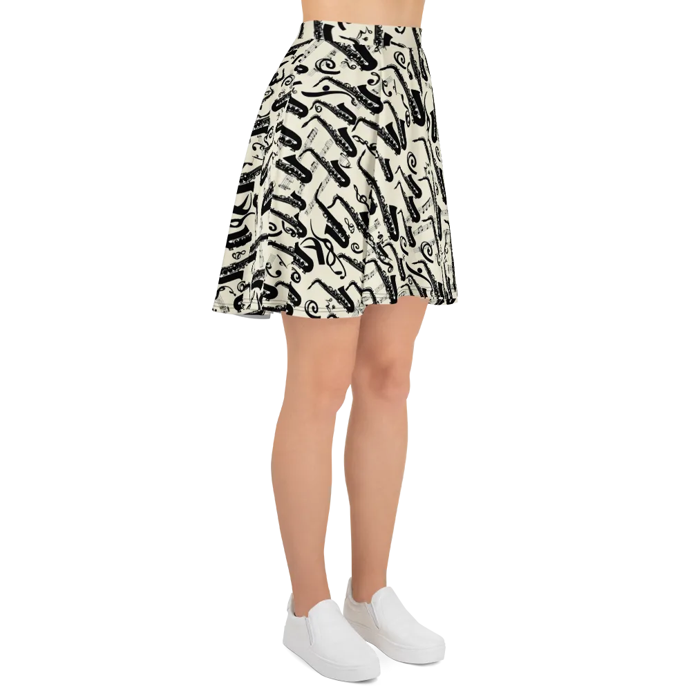 Saxophone Nocturne on Skater Skirt — Right
