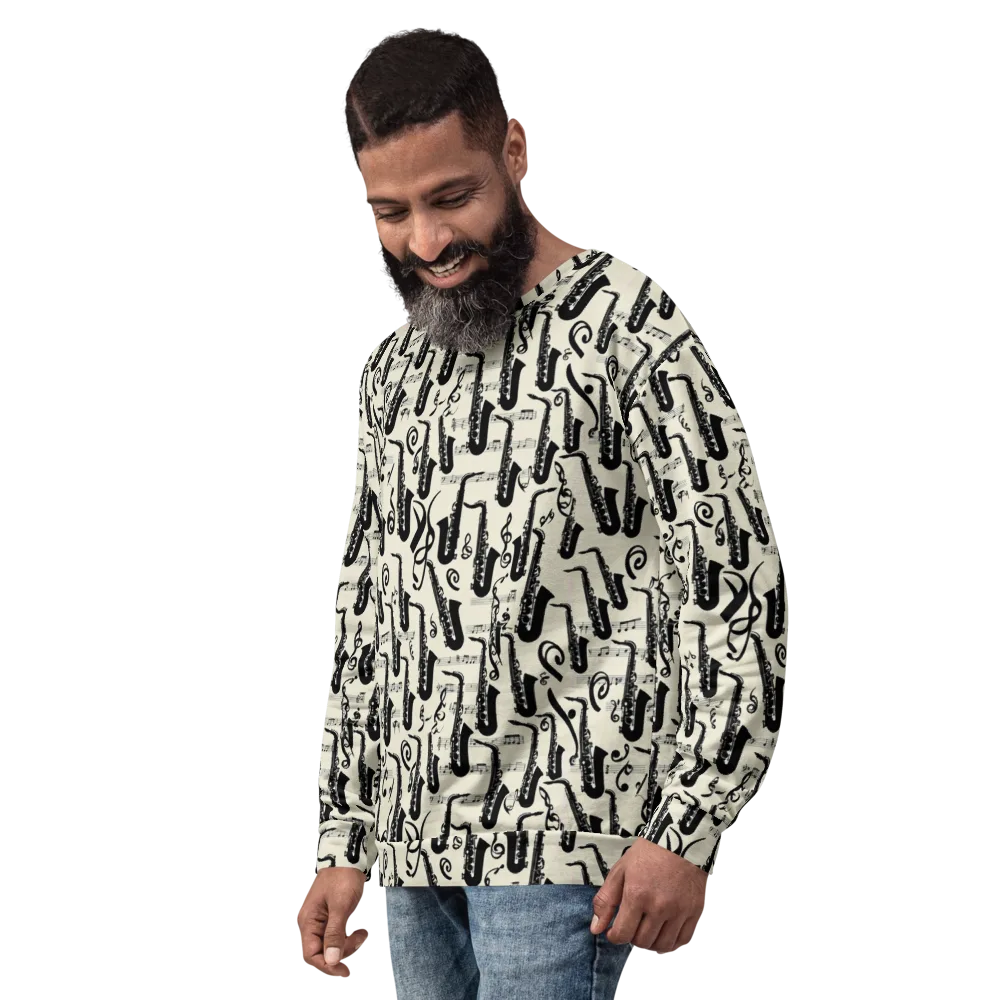 Saxophone Nocturne on Sweatshirt — Left Front