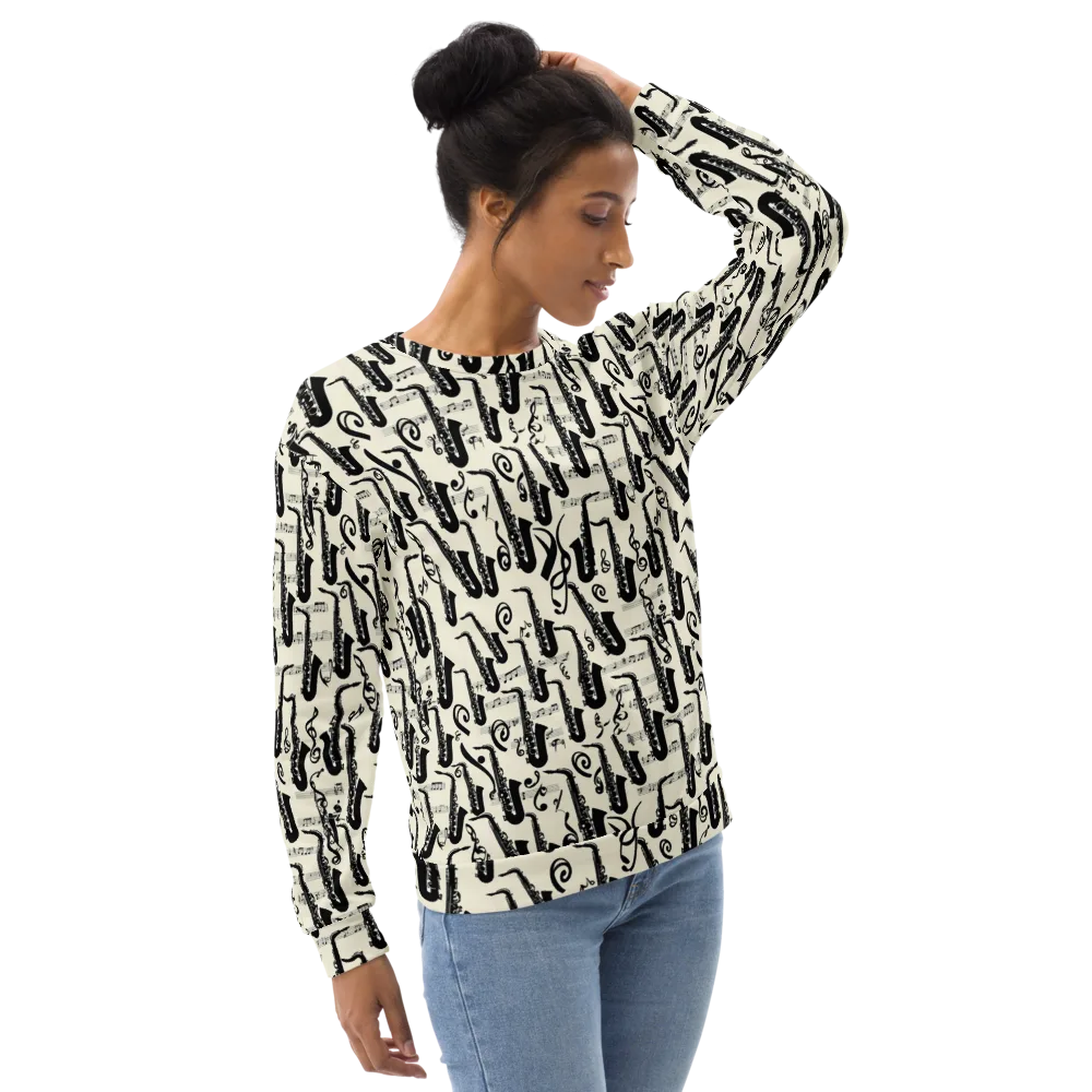 Saxophone Nocturne on Sweatshirt — Right Front