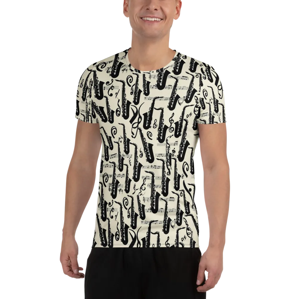 Saxophone Nocturne on Men's Athletic T-Shirt — Front