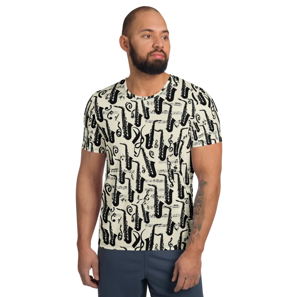 Saxophone Nocturne on Men's Athletic T-Shirt — Front