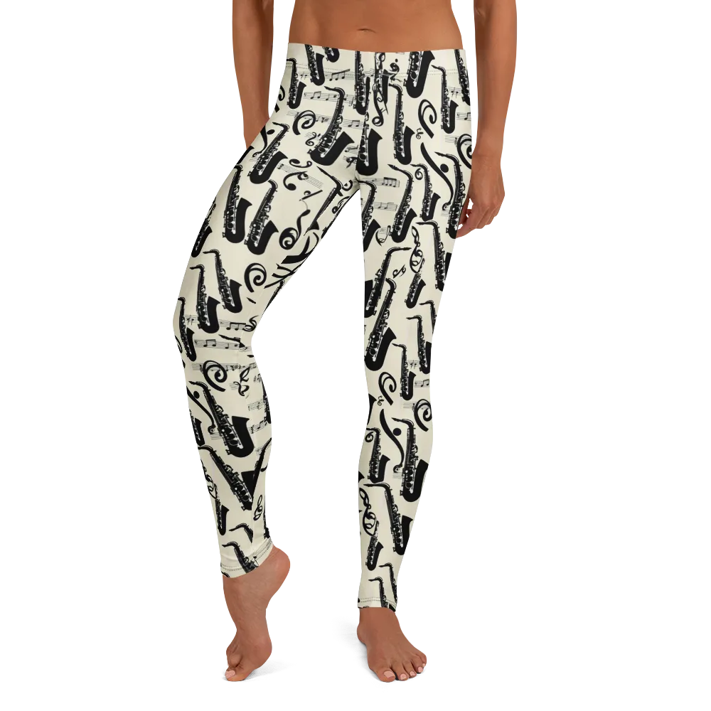 Saxophone Nocturne on Leggings — Front