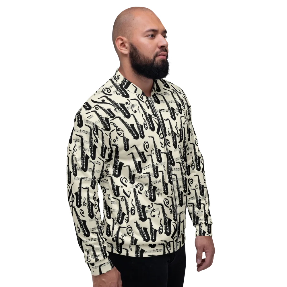 Saxophone Nocturne on Bomber Jacket — Right