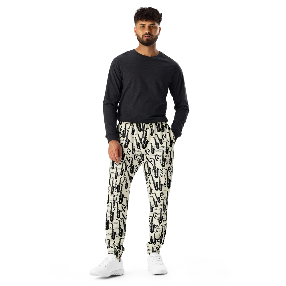 Saxophone Nocturne on Men's Joggers — Front