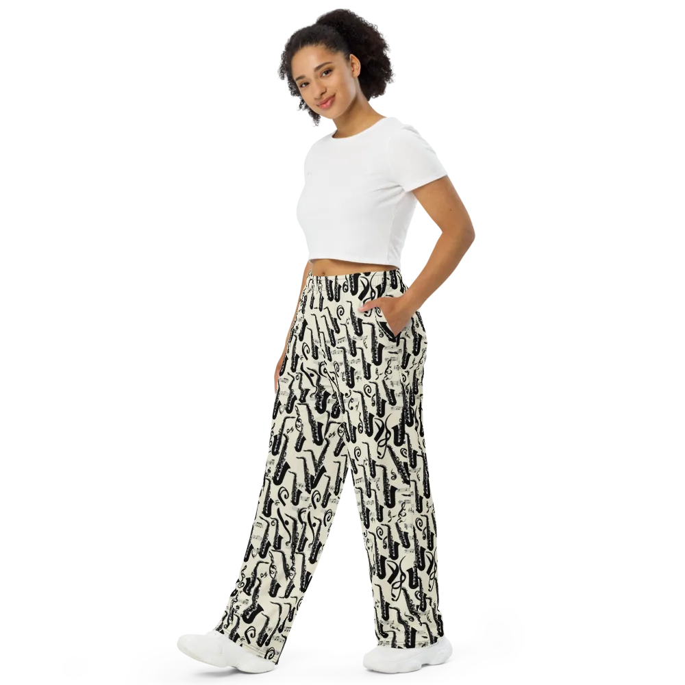 Saxophone Nocturne on Wide-Leg Pants — Left Front