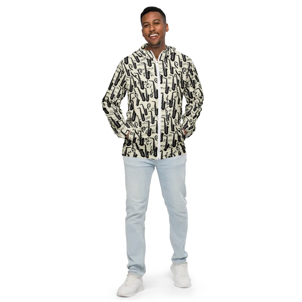 Saxophone Nocturne on Men's Windbreaker — Front