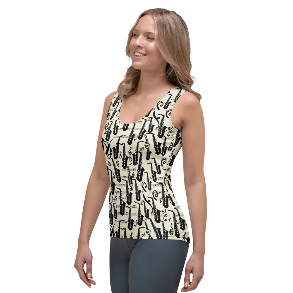 Saxophone Nocturne on Women's Tank Top — Left Front