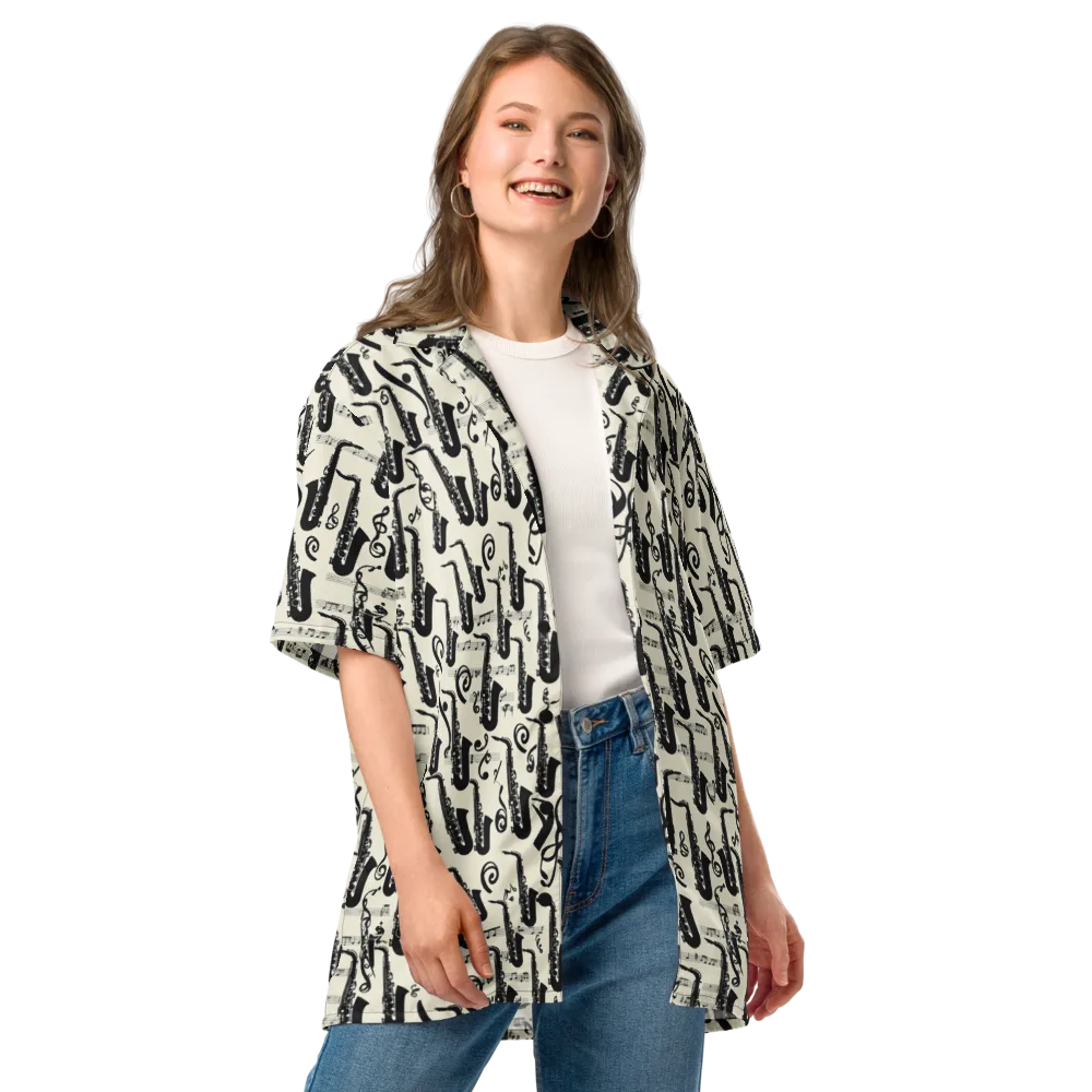 Saxophone Nocturne on Button Shirt — Front