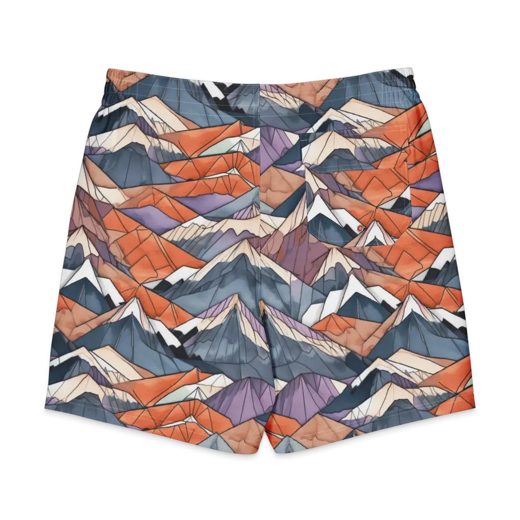 Alpine Facets on Men's Board Shorts — Back