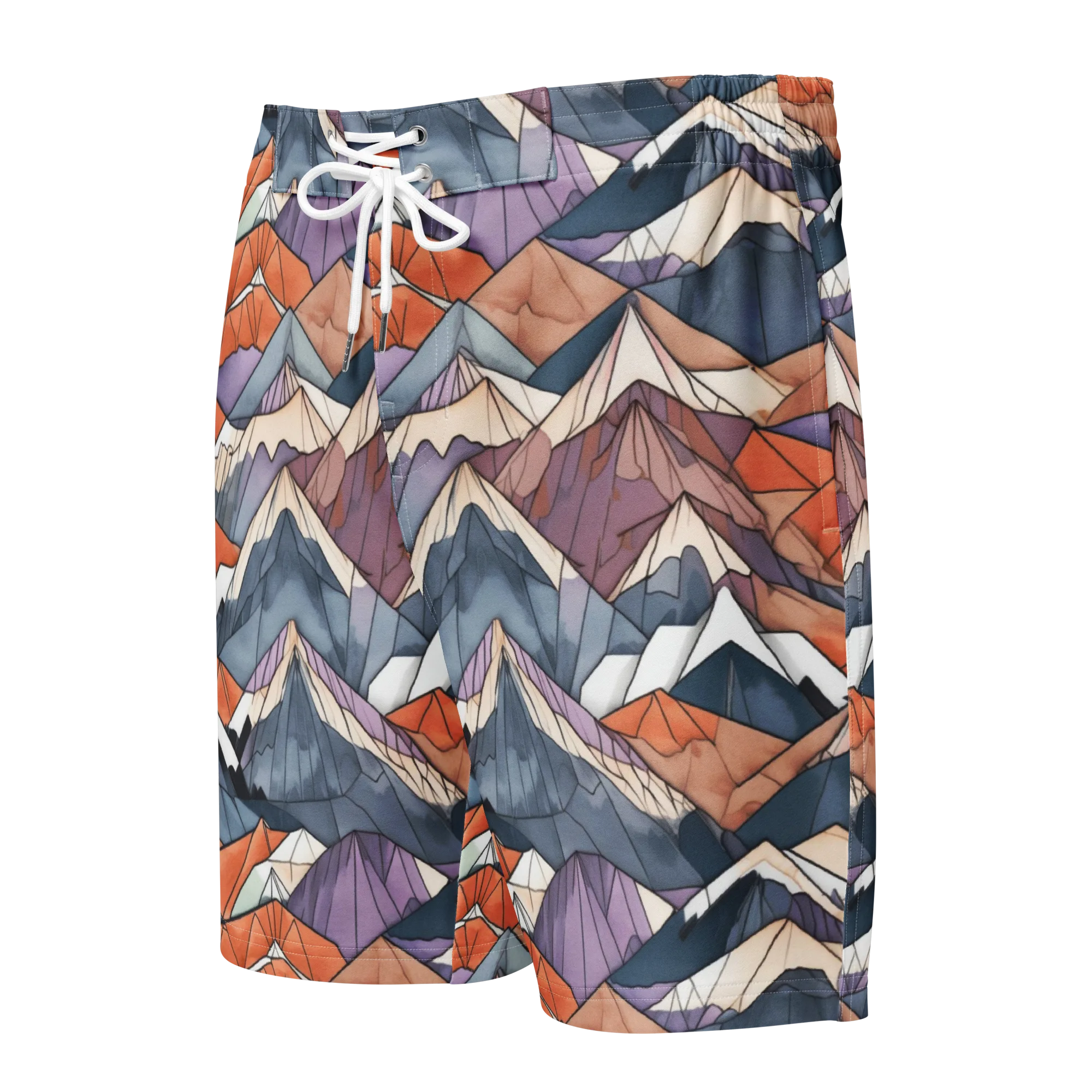Alpine Facets on Men's Board Shorts — Front