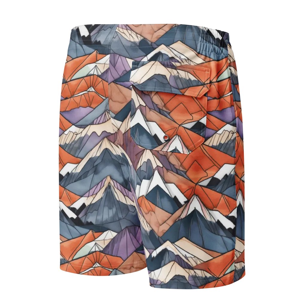 Alpine Facets on Men's Board Shorts — Back