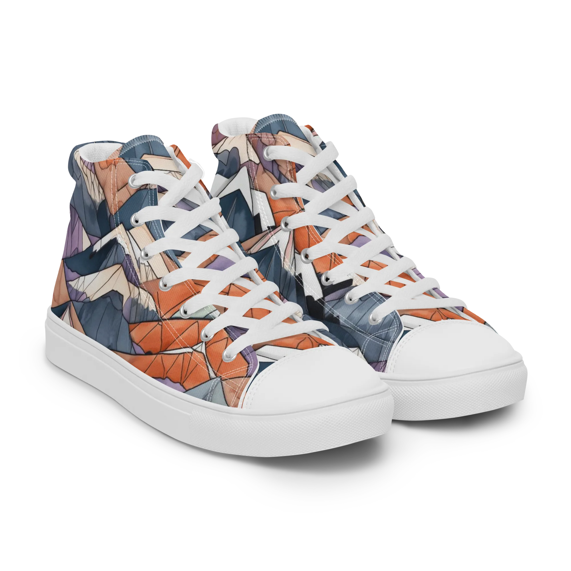 Alpine Facets on Men's High Top Canvas Shoes — Right Front