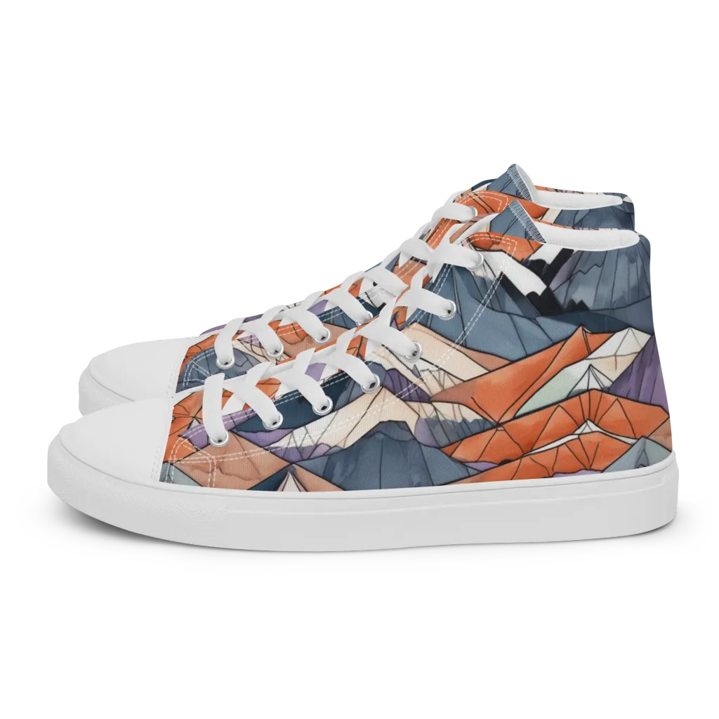 Alpine Facets on Men's High Top Canvas Shoes — Left