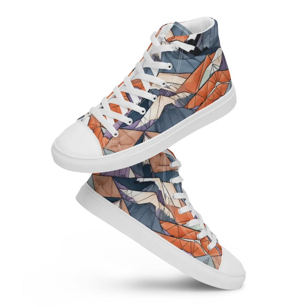 Alpine Facets on Men's High Top Canvas Shoes — Front
