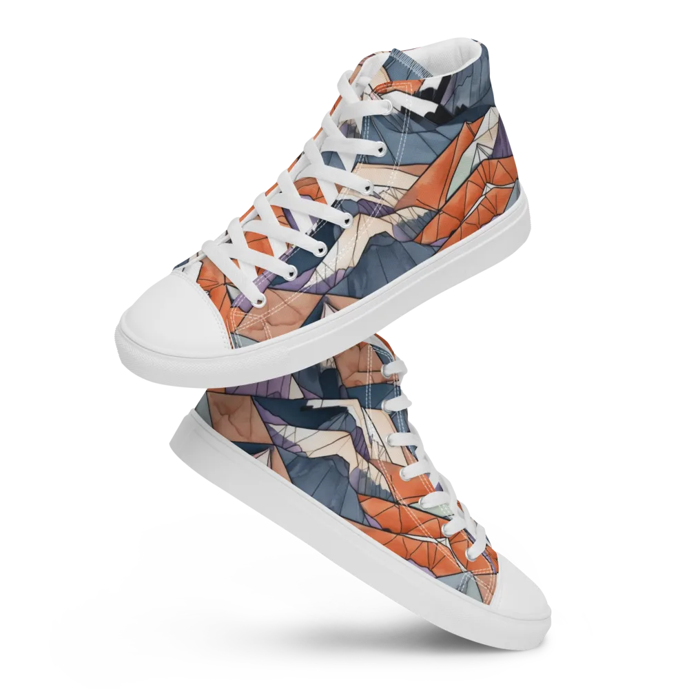 Alpine Facets on Women's High Top Canvas Shoes — Front