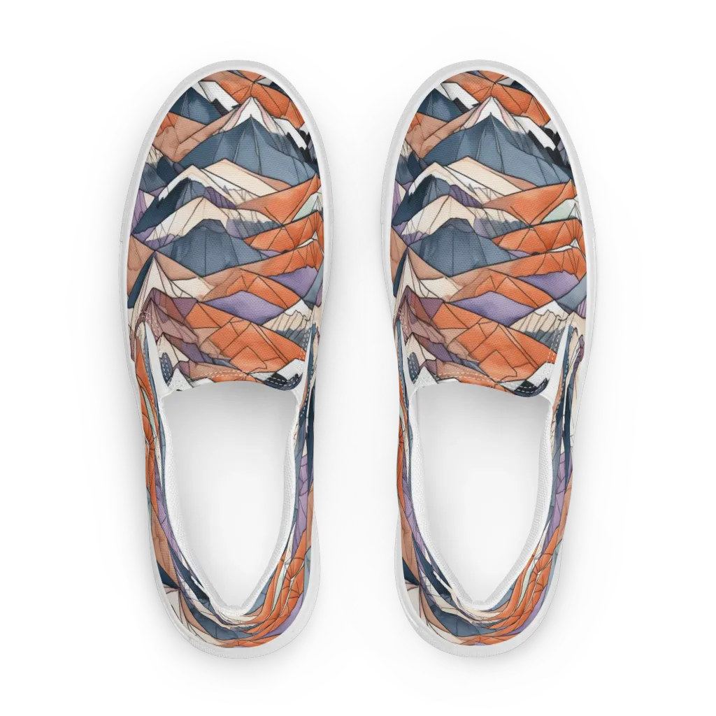 Alpine Facets on Men's Slip-On Canvas Shoes — Front