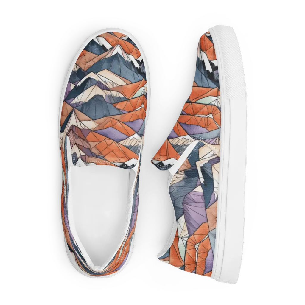 Alpine Facets on Men's Slip-On Canvas Shoes — Front