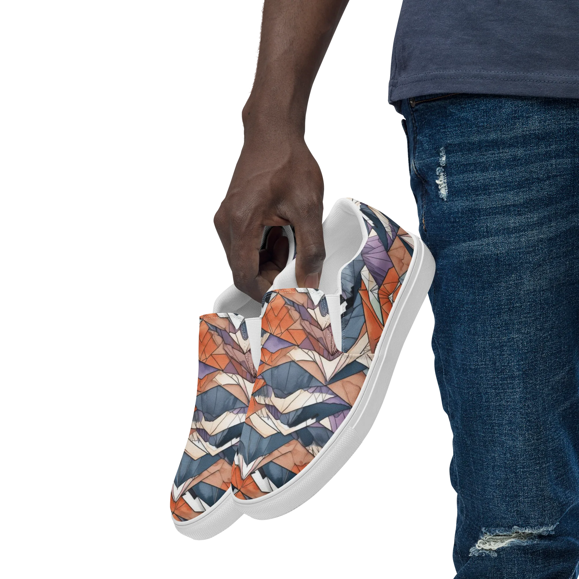 Alpine Facets on Men's Slip-On Canvas Shoes — Left Front