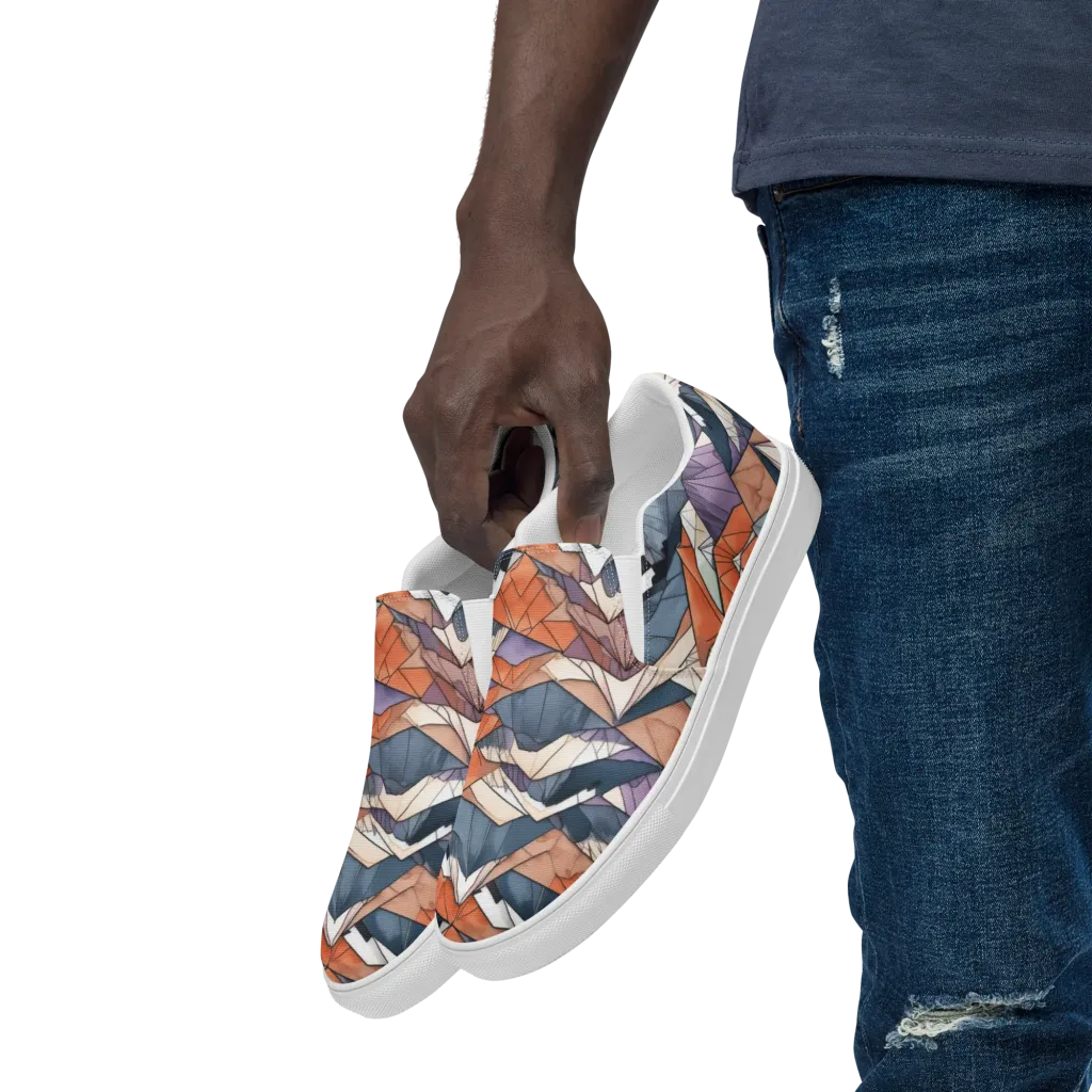 Alpine Facets on Men's Slip-On Canvas Shoes — Left Front