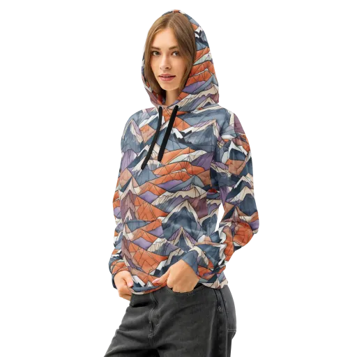 Alpine Facets on a Cotton Hoodie
