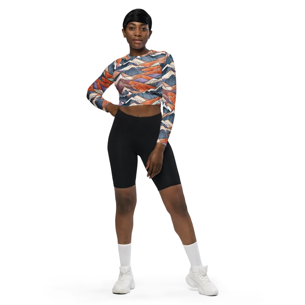 Alpine Facets on Long Sleeve Crop Top — Front