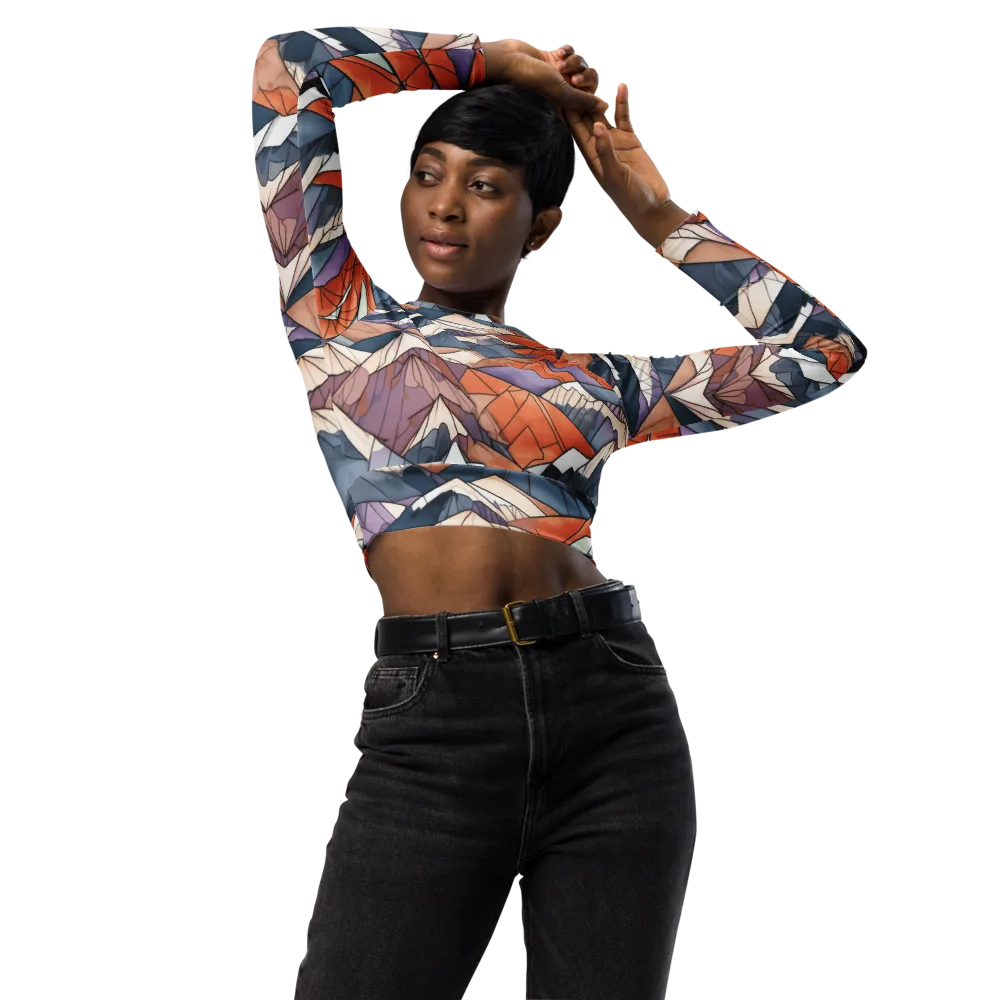 Alpine Facets on Long Sleeve Crop Top — Front