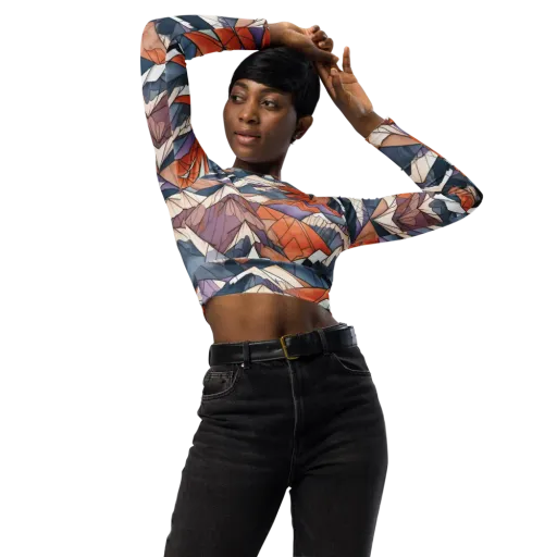 Alpine Facets on a Long Sleeve Crop Top