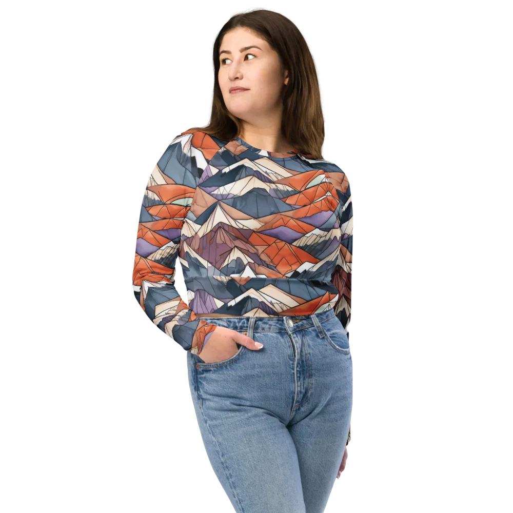 Alpine Facets on Long Sleeve Crop Top — Front