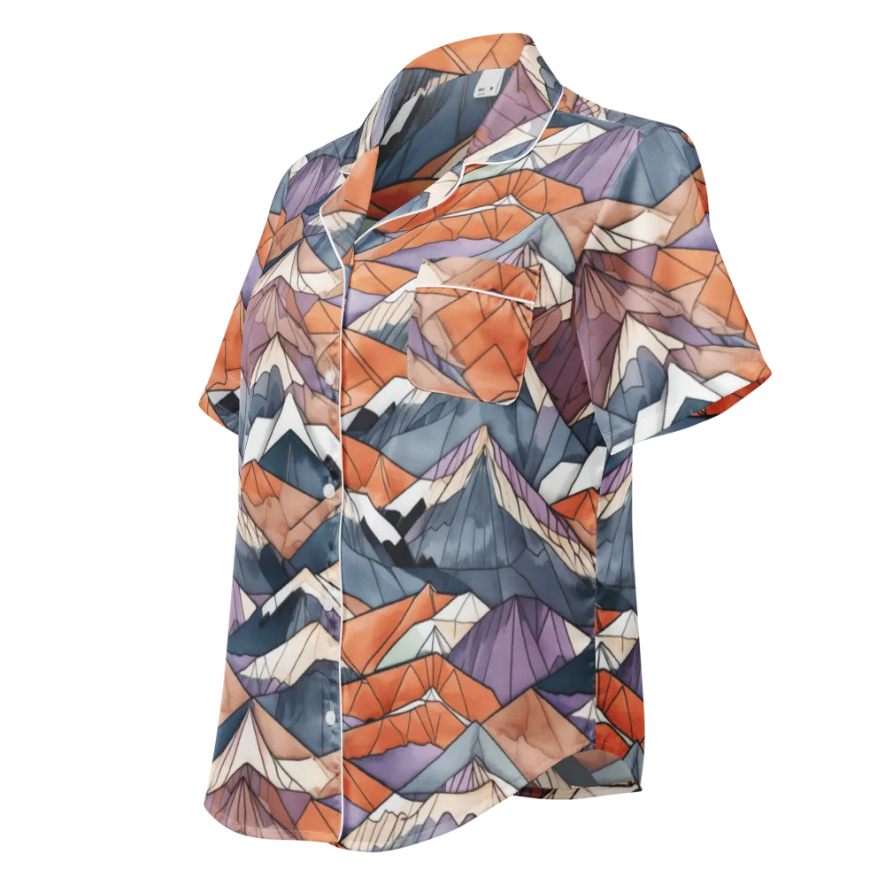 Alpine Facets on Women's Short Sleeve Pajama Top — Left Front