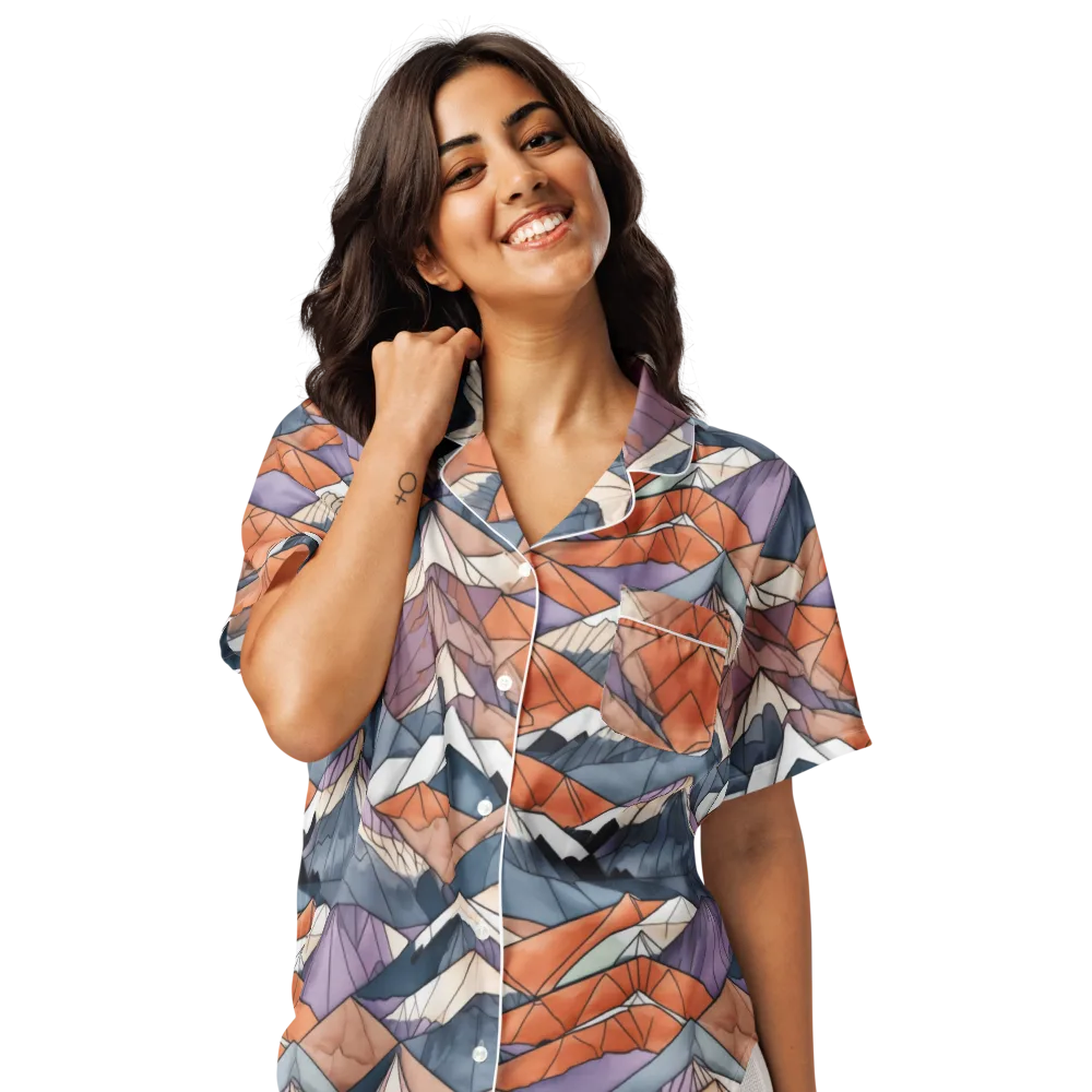 Alpine Facets on Women's Short Sleeve Pajama Top — Front