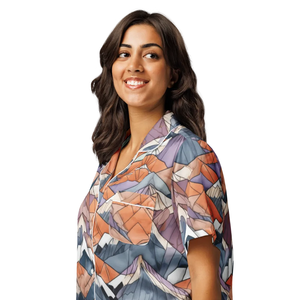 Alpine Facets on Women's Short Sleeve Pajama Top — Left Front