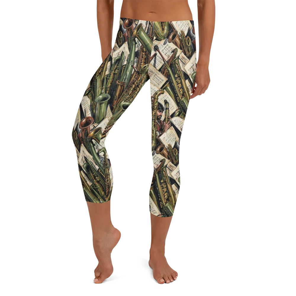 Brass Refrain on Capri Leggings — Front