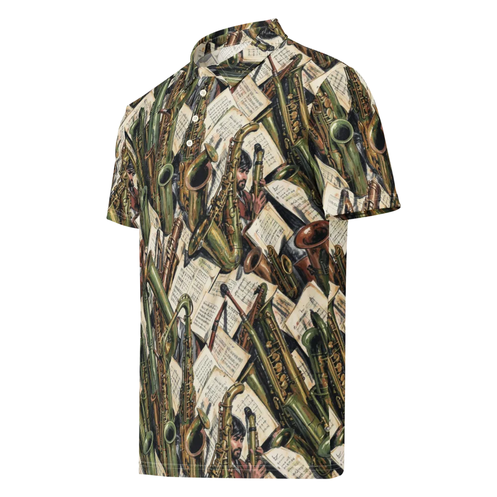 Brass Refrain on Men's Slim Fit Polo Shirt — Left Front